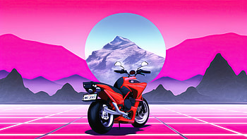 Biker Diffusion, biker, retrowave, synthwave, artist, artwork, digital-art HD wallpaper