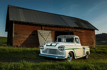 1958-Chevrolet-Apache, White, Green Stripes, Classic, GM HD wallpaper