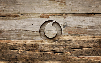 Vodafone wooden logo, , wooden backgrounds, brands, Vodafone logo, creative, wood carving, Vodafone HD wallpaper