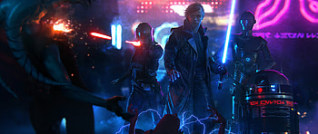 Luke Skywalker, Star Wars, Cyberpunk, Lightsaber, Ultrawide HD wallpaper