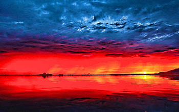 Seeing red, ember, sunset ray sky, reflection, mountain HD wallpaper