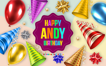 Happy Birtay Andy, , Birtay Balloon Background, Andy, creative art, Happy Andy birtay, silk bows, Andy Birtay, Birtay Party Background HD wallpaper