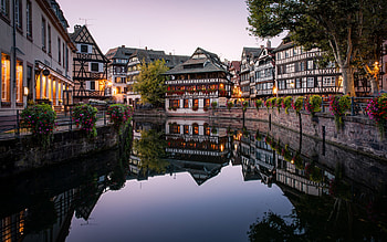 Petite France, Strasbourg, evening, sunset, historic quarter, Strasbourg cityscape, France HD wallpaper