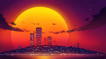 Retro Island , retrowave, artist, artwork, digital-art, artstation HD wallpaper