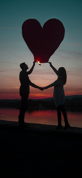 Paper lantern, Love Couples HD phone wallpaper