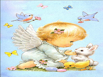 Easter angel, egg, ruth morehead, bird, cute, angel, bunny, fantasy, chick, easter HD wallpaper