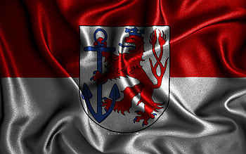 Dusseldorf flag, , silk wavy flags, german cities, Flag of Dusseldorf, fabric flags, Day of Dusseldorf, 3D art, Dusseldorf, Europe, cities of Germany, Dusseldorf 3D flag, Germany HD wallpaper