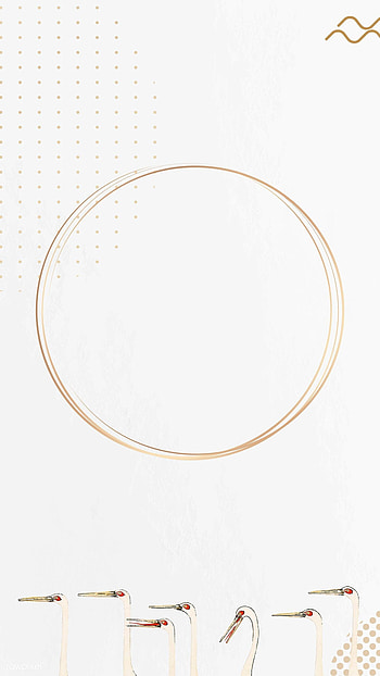 Gold Dots, Golden round frame, Herons vector, Mobile cover HD phone wallpaper