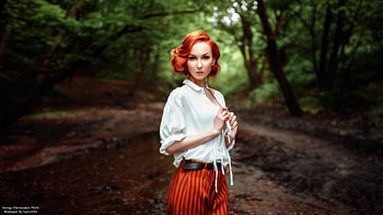 Beautiful Russian Models-23, outdoors, model, beautiful, red HD wallpaper