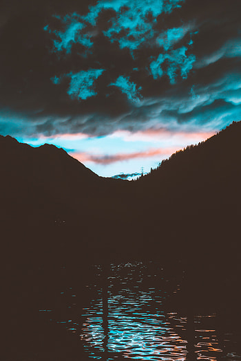 Landscape, Water, Mountains, Twilight, Dark, Dusk HD phone wallpaper
