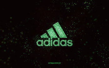 Adidas glitter logo, , black background, Adidas logo, light green glitter art, Adidas, creative art, Adidas light green glitter logo HD wallpaper