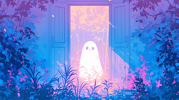 Halloween - Ghost, ghost, cute, aesthetic anime, AI Art, halloween, cute halloween HD wallpaper