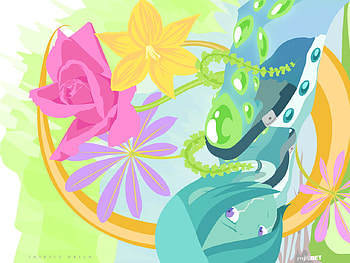 Emerald Dream, colorful, girl, eureka 7, seven, anime, flower, green, short hair, hair, eureka HD wallpaper