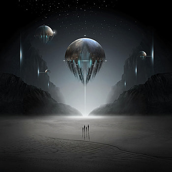 Art, Universe, Silhouettes, Planet, Fantastic, Sci-Fi, Ufo HD phone wallpaper