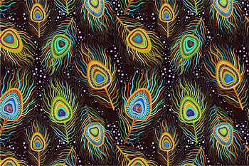 Pattern, feather, black, paun, yellow, green, texture, peacock, blue HD wallpaper