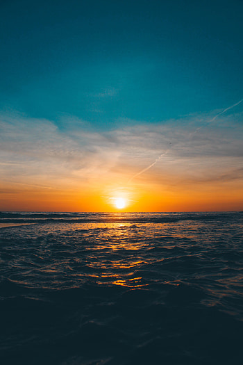 Nature, Sunset, Sea, Sun, Waves, Horizon HD phone wallpaper