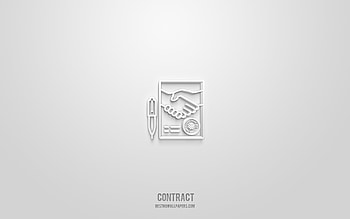 Contract 3d icon, white background, 3d symbols, Contract, business icons, 3d icons, Contract sign, business 3d icons HD wallpaper