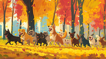 Playful Dogs in Autumn Forest, dog, Autumn, park, foliage HD wallpaper