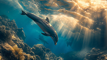 Radiant Dolphin Dive: Stunning Underwater, dolphin, underwater HD wallpaper