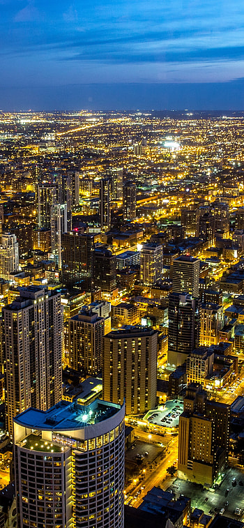 Chicago travels, city skyline, Night cityscape graphy HD phone wallpaper