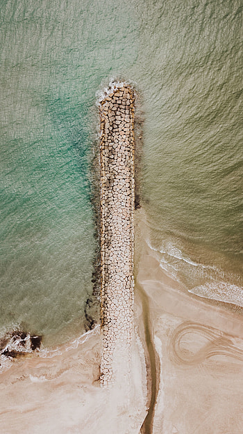 Rocky coast, divider, aerial view, seashore HD phone wallpaper