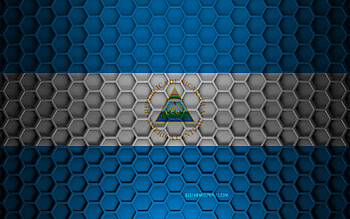 Nicaragua flag, 3d hexagons texture, Nicaragua, 3d texture, Nicaragua 3d flag, metal texture, flag of Nicaragua HD wallpaper