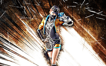 Biz, grunge art, Fortnite Battle Royale, Fortnite characters, Biz Skin, brown abstract rays, Fortnite, Biz Fortnite HD wallpaper