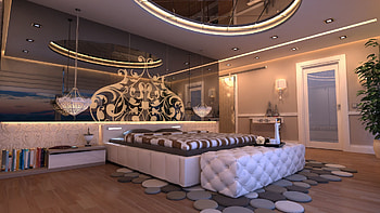 Interior, Books, Miscellanea, Miscellaneous, Design, Illumination, Room, Style, Bed, Lighting, Bedroom, Mirror, Istanbul HD wallpaper