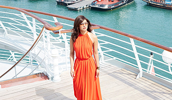 Actress, Priyanka Chopra, orange dress HD wallpaper