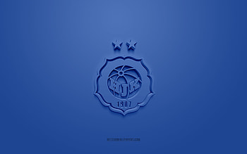 HJK Helsinki, creative 3D logo, blue background, Finnish football team, Veikkausliiga, Helsinki, Finland, football, HJK Helsinki 3d logo, Helsingin Jalkapalloklubi HD wallpaper