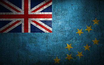 Tuvalu metal flag, grunge art, oceanian countries, Day of Tuvalu, national symbols, Tuvalu flag, metal flags, Flag of Tuvalu, Oceania, Tuvalu HD wallpaper