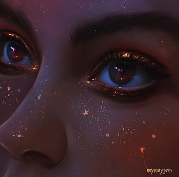 Eyes, marzia palomba, fantasy, art, glitter, luminos, girl HD wallpaper