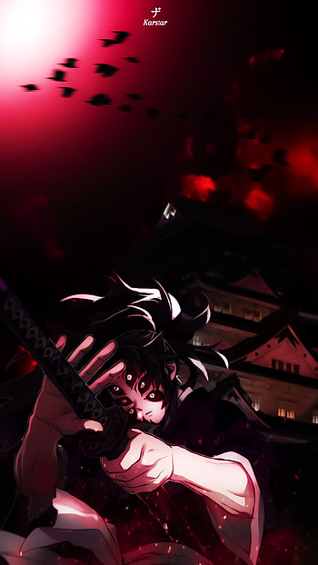 Kokushibo, red, sword, moon, kimetsunoyaiba, demonslayer, demon, anime, anime, digitalart HD phone wallpaper