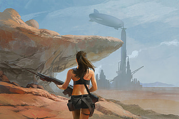 Alone Warrior Girl With Gun, artist, artwork, artstation HD wallpaper