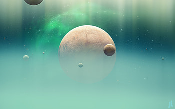 Space, fantasy, green cosmos, planets HD wallpaper