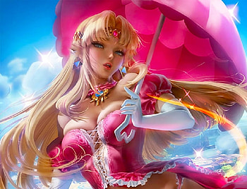Princess Zelda, parasol, zelda, girl, princess, woman, art, , digital, pink, fantasy, pretty HD wallpaper