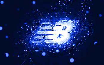 New Balance dark blue logo, , dark blue neon lights, creative, dark blue abstract background, New Balance logo, fashion brands, New Balance HD wallpaper