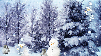 Winter Playland, winter, firefox persona, play, snowman, forst, penguins, snow, snowing, christmas, fairies, snowballs, pixies, ze HD wallpaper