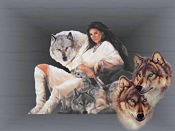 indian maiden, wolves, my pets HD wallpaper