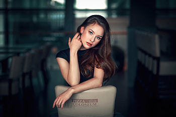 Girl Sitting Chair Backward , girls, model HD wallpaper