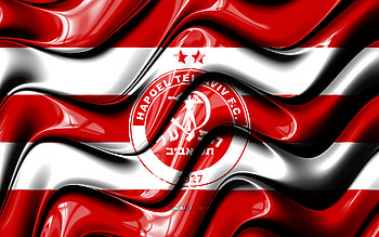 Hapoel Tel Aviv flag, , red and white 3D waves, Ligat ha Al, Israeli football club, Hapoel Tel Aviv, football, Hapoel Tel Aviv logo, soccer, Hapoel Tel Aviv FC HD wallpaper
