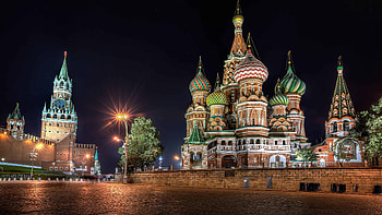 Moscow Travels, Red Square marvel, Nighttime splendor, U HD wallpaper
