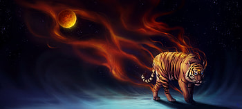 Tiger Fantasy Magical Flame , tiger, animals, fantasy, artist, artwork, digital-art HD wallpaper