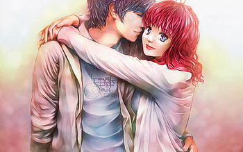 - anime couple, romance, semi realistic HD wallpaper
