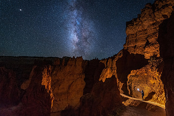 Nature, Night, Canyon, Glow, Human, Person HD wallpaper