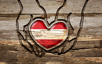 I love Austria, , wooden carving hands, Day of Austria, Flag of Austria, creative, Austria flag, Austrian flag, Austria flag in hand, Take care Austria, wood carving, Europe, Austria HD wallpaper