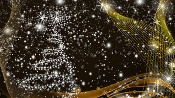 A Season to Celebrate, glow, firefox persona, glitter, new years, stars, tree, snowflakes, shine, christmas, black and gold HD wallpaper