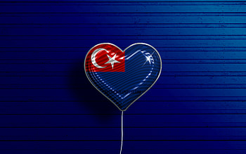 I Love Johor, , realistic balloons, blue wooden background, Day of Johor, malaysian states, flag of Johor, Malaysia, balloon with flag, States of Malaysia, Johor flag, Johor HD wallpaper