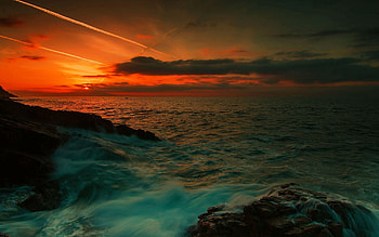Nature, Stones, Sea, Night, Waves HD wallpaper