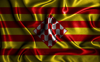 Girona flag, , silk wavy flags, spanish provinces, Day of Girona, fabric flags, Flag of Girona, 3D art, Girona, Europe, Provinces of Spain, Girona 3D flag, Spain HD wallpaper